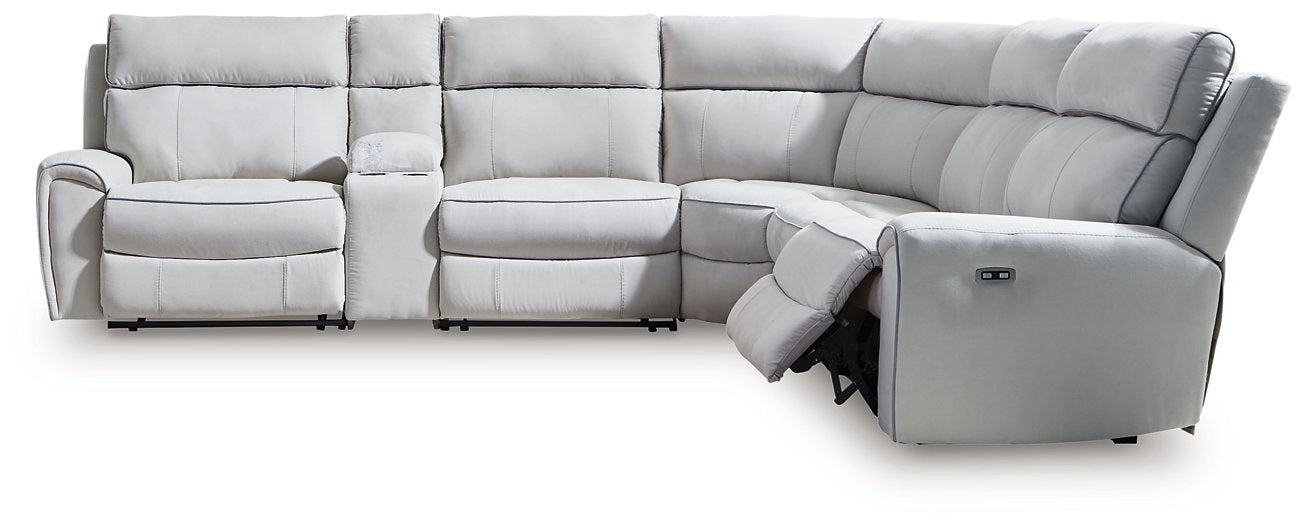 Social Pointe Reclining Sectional with Storage Console - Bill's Discount Center (Bradenton, FL)