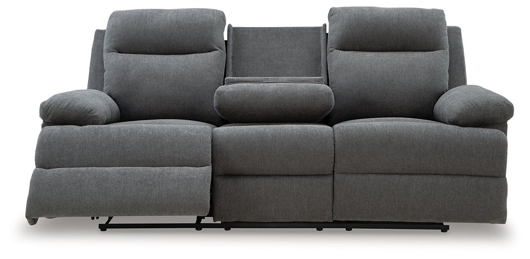 Side-Swipe Reclining Sofa with Drop Down Table - Bill's Discount Center (Bradenton, FL)