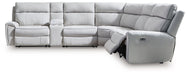 Social Pointe Reclining Sectional with Storage Console - Bill's Discount Center (Bradenton, FL)