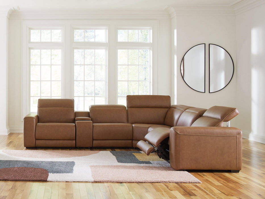 Magic Man Power Reclining Sectional with Console - Bill's Discount Center (Bradenton, FL)