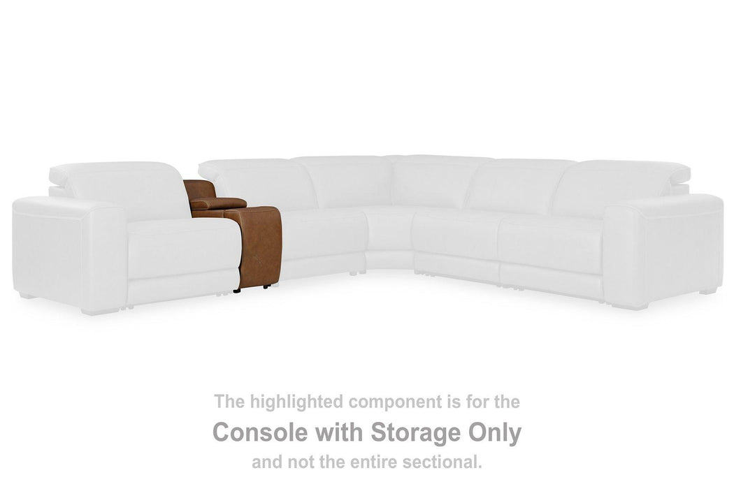 Magic Man Power Reclining Sectional with Console - Bill's Discount Center (Bradenton, FL)