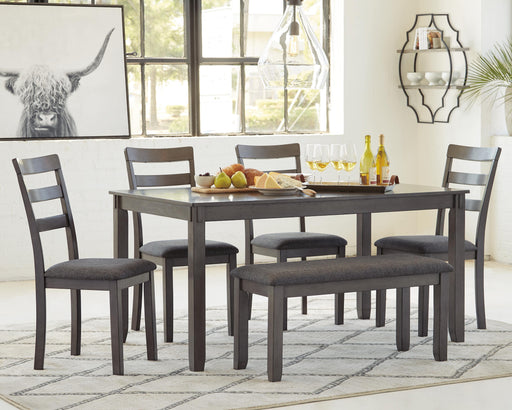 Bridson Dining Table and Chairs with Bench (Set of 6) - Bill's Discount Center (Bradenton, FL)