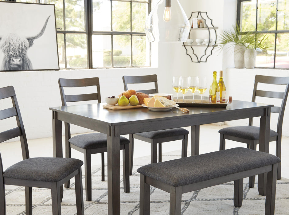 Bridson Dining Table and Chairs with Bench (Set of 6) - Bill's Discount Center (Bradenton, FL)