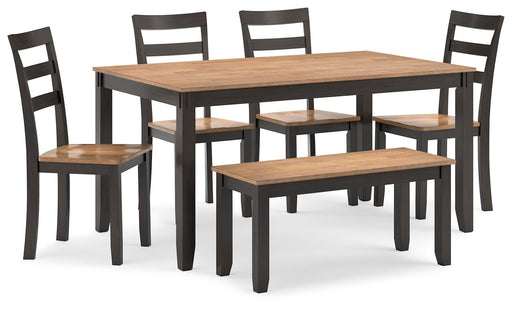 Gesthaven Dining Table with 4 Chairs and Bench (Set of 6) - Bill's Discount Center (Bradenton, FL)