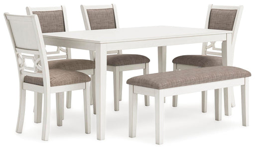 Erinberg Dining Table and 4 Chairs and Bench (Set of 6) - Bill's Discount Center (Bradenton, FL)