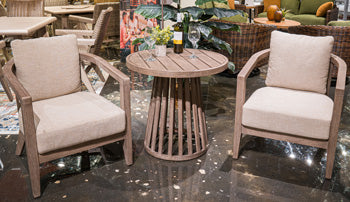 Joy Lagoon Outdoor Chairs with Cushions/Table (Set of 3) - Bill's Discount Center (Bradenton, FL)
