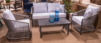 Bridges Beach Outdoor Love/Chairs/Table Set (Set of 4) - Bill's Discount Center (Bradenton, FL)