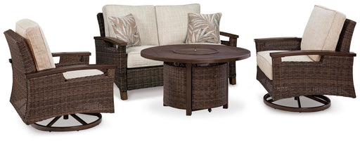 Paradise Trail Outdoor Loveseat, Lounge Chairs and Fire Pit Table - Bill's Discount Center (Bradenton, FL)